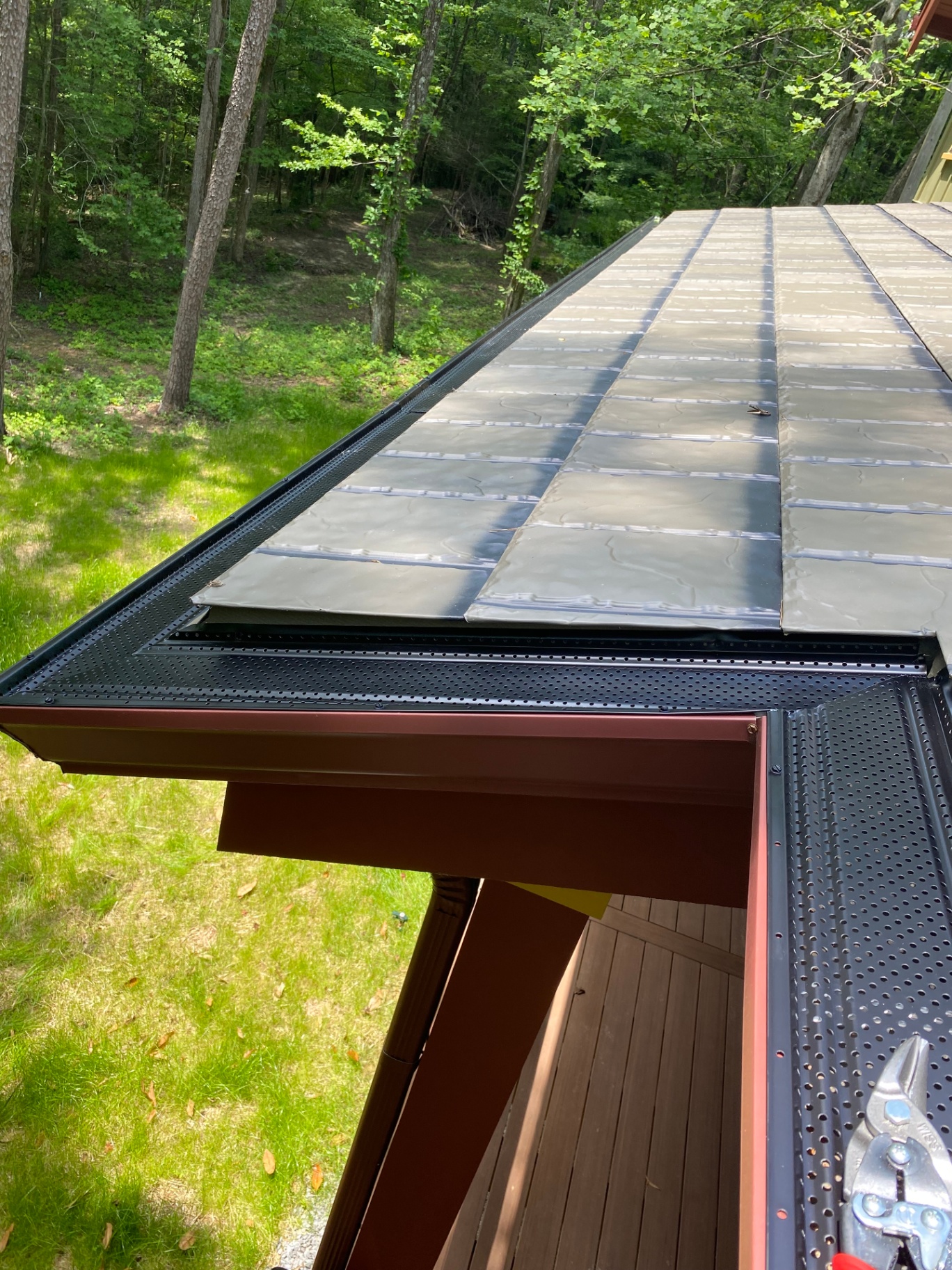 Gutter guard installation closeup